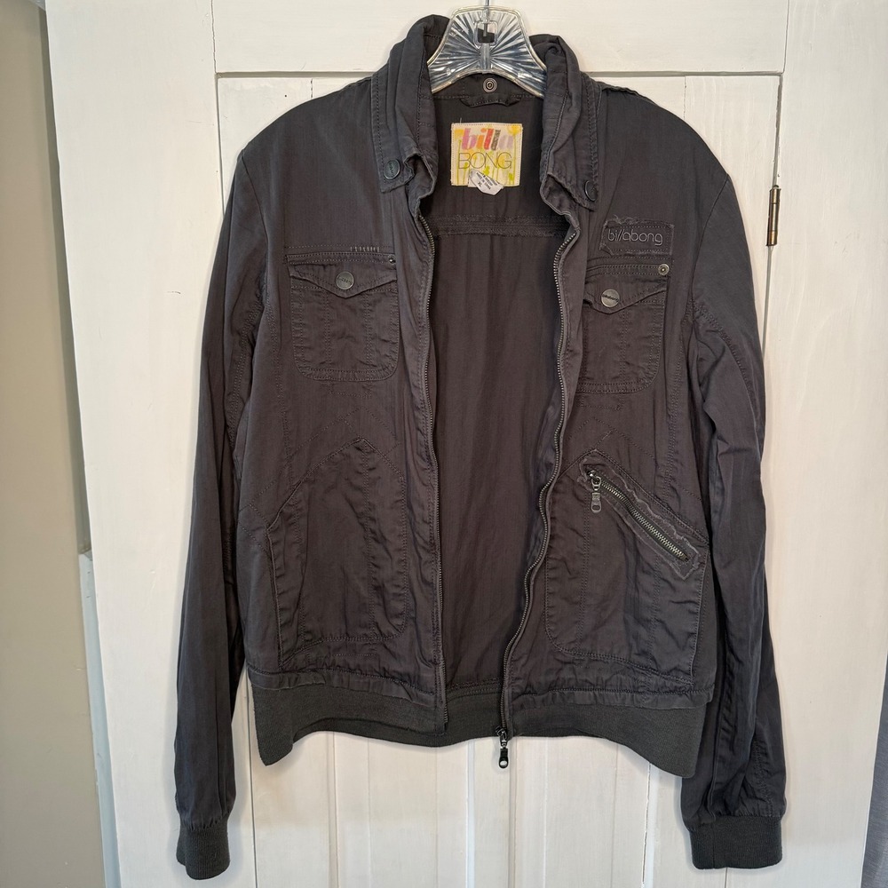 Billabong Hannah Size LG Bella Swan Twilight Jacket Charcoal Grey Utility Bomber